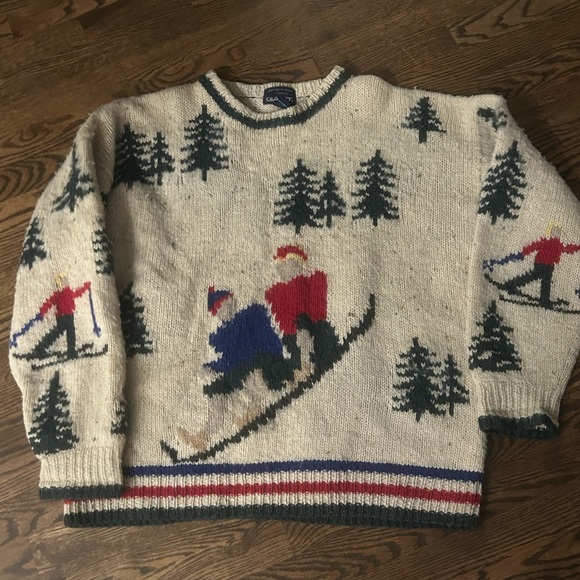 Gant Other - Gant Cream Ski Scene Wool Sweater with Blue, Red, Green Accents